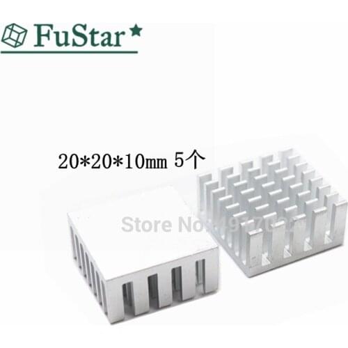 5pcs 20*20*10mm Silver Aluminum Slotted Heatsink Radiator Heat Sink Cooler 20*20*10 Chip Radiator Aluminum heat sink 20x20x10mm