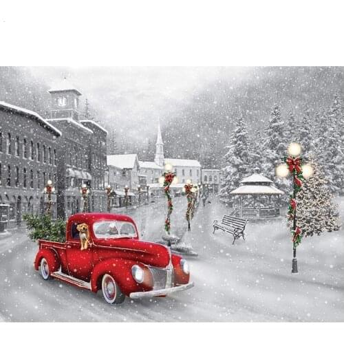 5D DIY diamond painting red car Christmas street diamond embroidery Cross Stitch full square round Rhinestone mosaic decoration