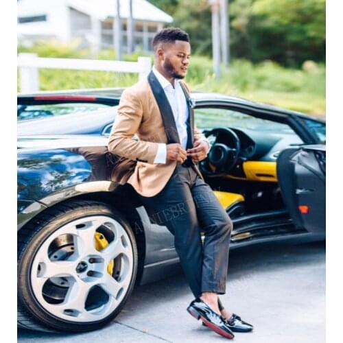 ANNIEBRITNEY 2019 New Designs Prom Wedding Suits for Men Custom Slim Fit Business Mens Suits Tuxedos Best man Groom Blazer Pants