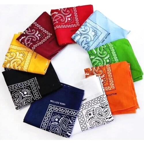 Men Women Paisley Printed Bandana Scarf 20 Colors Headband Hair Band Boys Sport Neck Cotton Square Scarf Hip Hop Riding Bandana