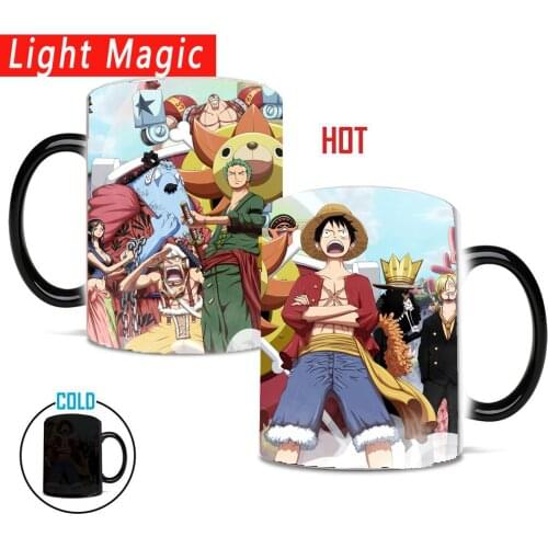 One piece luffy mug 350ml/12oz ceramic coffee Mugs Heat Sensitive Tea Milk Cup color Changing Magic Mug best gift for yourself
