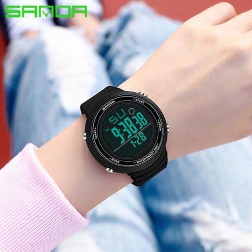 SANDA New Fashion Sport Watch Women Men Watches Week Display Alarm Clock 3Bar Waterproof Led Digital Wristwatch Relogio Feminino