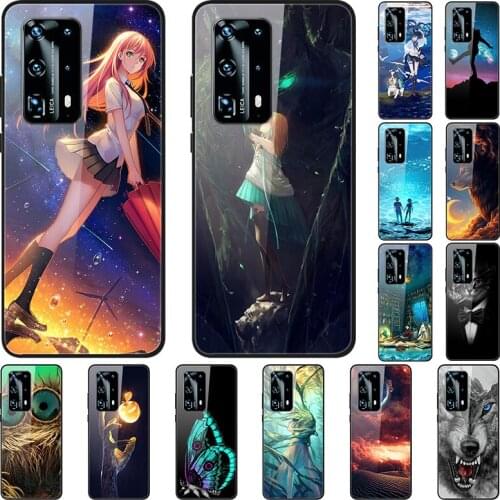Case For Huawei P40 and P40 Pro Back Phone Cover Black Silicone Bumper With Tempered Glass Series 3