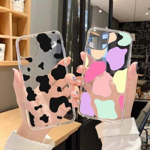 Fashion cowhide texture print Phone Case Transparent for iPhone 6 7 8 11 12 s mini pro X XS XR MAX Plus SE cover funda shell