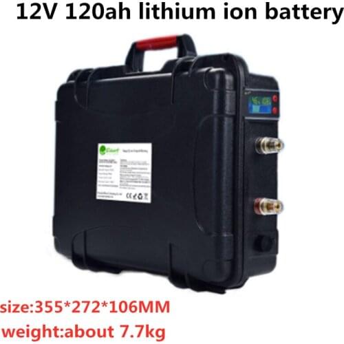 GTK waterproof ABS case high capacity 12V 120AH Lithium ion Battery Pack with BMS System for solar EV Car Golf +10A Charger