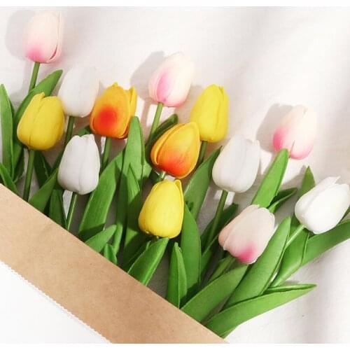 20pcs Artificial Flowers Garden Tulips Real Touch Flowers Tulip Bouquet Decor Mariage for Home Wedding Decorations Fake Flower