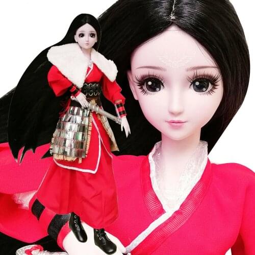 EVA BJD Chinese Female General Mulan in Red Clothes 1/3 BJD Doll 60cm 24in SD Ball Jointed Dolls Full Set Toy Handmade Girl Doll