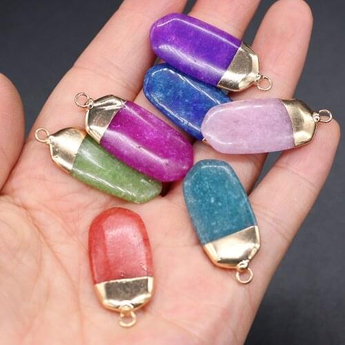 Natural Stone Pendant Rectangle shape Semi-Precious Exquisite Charm for Jewelry Making DIY Necklace Earrings Accessories