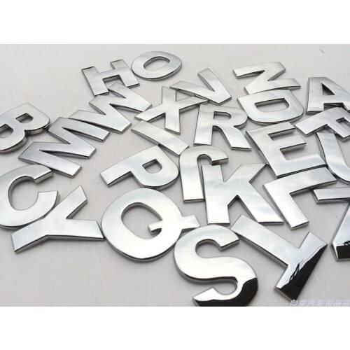 1Pcs 45 cm Metal Alphabet Sticker 3D Chrome Letters Numbers Logo Badge Emblem Car Body Trunk Decoration Accessories