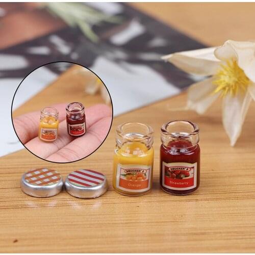 2PCS Food Mini Strawberry Sauce Jam Honey Food Lemon Water For Doll Kitchen Toy Accessories Dollhouse Miniature 1:12