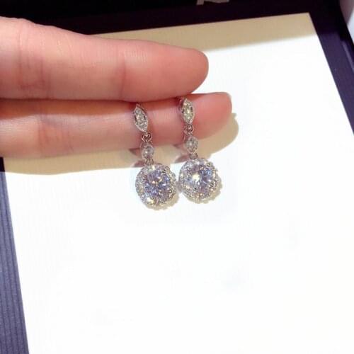 Fashion Female Crystal Water Drop Earrings Silver Color White Stone Earrings Boho Wedding Jewelry Long Dangle Earring 925 silver