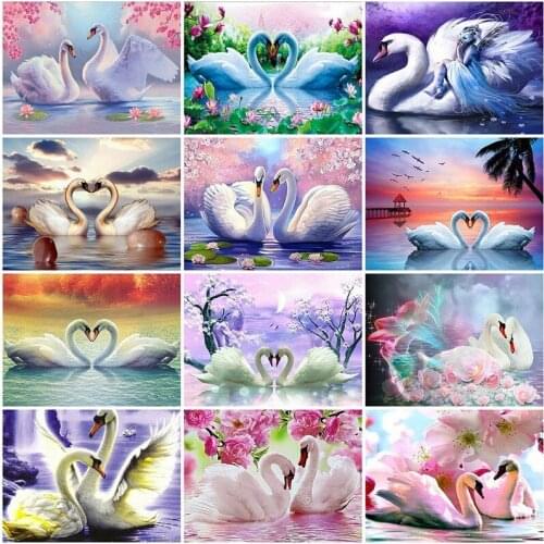 5D Diamond Painting Kits Full Round With AB Drill Animals Embroidery Swan Pictures Of Rhinestones Cross Stitch Home Decoration