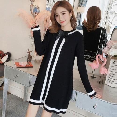 Maternity Clothes Knitted Dress For Pregnant Women Winter Pullovers Dresses Cute Bow Loose Autumn Pregnancy Clothing Vestidos