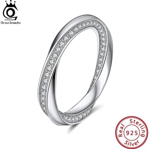 ORSA JEWELS 925 Sterling Silver Ring Möbius Band Size 6 7 8 9 10 for Man Woman 2021 Couple Jewelry Wedding Engagement Ring SR253