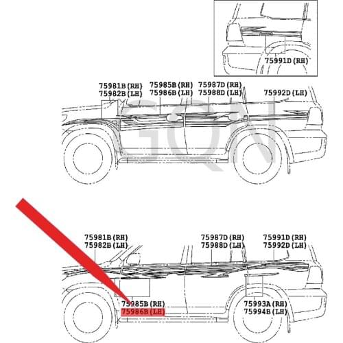 Left front door trim 2007-Toy ota LAN DCR UIS ER left front door color bar left front door outer side upper shading film