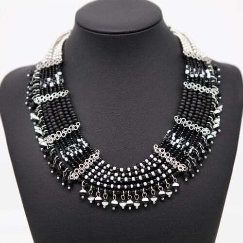 2020 New Bohemia Choker Necklaces Strand Handmade Black Short Necklace Small Beads Collar Necklaces Fashion Ethnic Jewelry