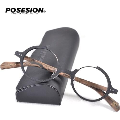 Posesion Round Wood Glasses Frame Men Prescription Myopia Optical Glasses Computer Spectacle Frames Women Eye Glasses Frames
