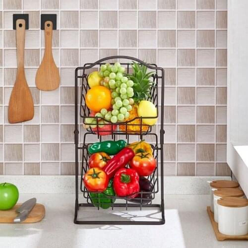 Simple Iron Fruit Shelf Multi-Functional Two-Layer Storage Shelf, Bathroom, Wash and Make-Up Products Sorting Rack Wholesale