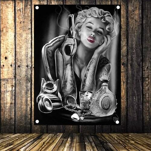 Psychedelic Tattoo Art Sexy Poster Wall Art Canvas Painting Flag Banner Tapestry Wall Hanging Mural Home Decor