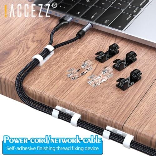 !ACCEZZ Self-Adhesive Wire Organizer Line Cable Clip Car GPS Data Cable Clamp Table Wall Fixer Fastener Holder Management Winder