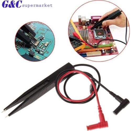 SMD SMT Test Leads Chip Component LCR Testing Tool Multimeter Tester Clip Meter Pen Lead Probe Tweezers Capacitor