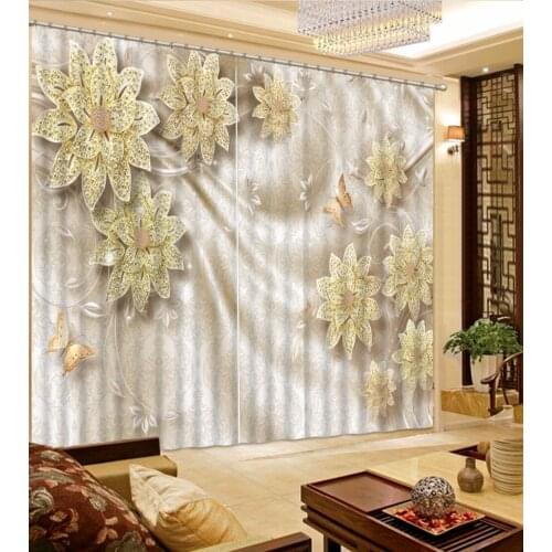 Modern Luxury 3D Curtains Drapes For Bed room Living room Office Hotel Cortinas Blackout Shade Window Curtains flowers