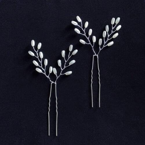 Bridal Crystal Pearl Flower Hair Pins Wedding Party Elegant Hairpins Bridesmaid Bride Headpiece Hair Jewelry Accessories