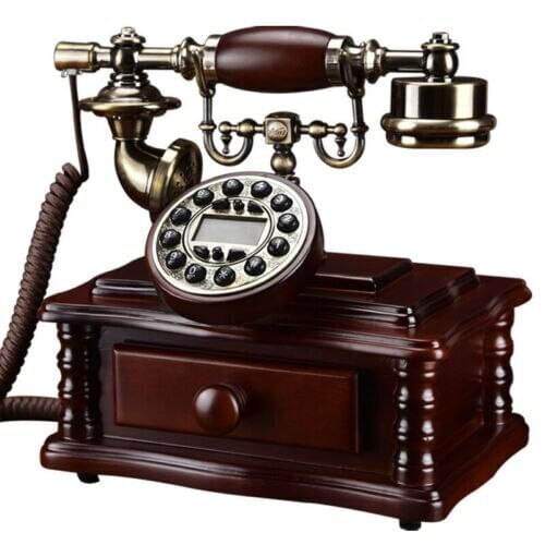 Vintage Antique Retro Caller ID Handset Desk solid wood Telephone Hand-free
