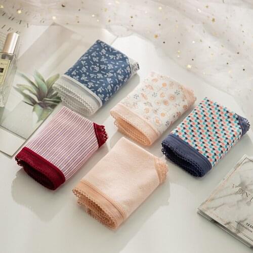 New Retro Mori Girl Line Mid-Waist Hip Breathable Comfortable Underwear For WomenCute Printed Panties Wholesale