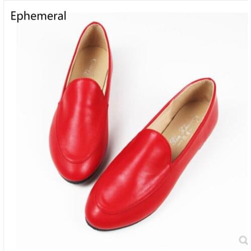 Ladies Flats Patent Leather Round Toe Slip-on Out-door Mum Shoes Soft Comfortable Black Red White Pink Driving Dancing Footwear