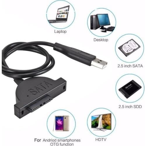 USB 2.0 SATA Optical Drive Cable USB 7Pin + 6Pin to USB External Converter Adapter for 9.5mm/12.7mm Laptop PC Accessories