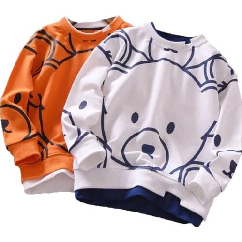 Spring & Autumn Cotton Boys T-Shirt New 2021 Korean Version Fashion Fake Two Handsome Casual Cartoon Coat Childrens Clothing