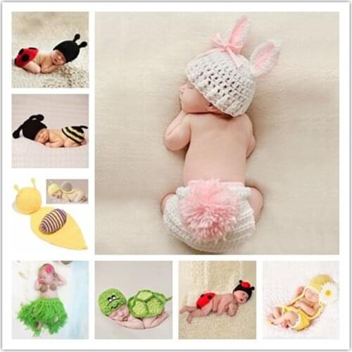 Newborn Baby Cute Crochet Knit Costume Prop Outfits Photo Photography Baby Hat Photo Props New born baby girls Cute Outfit 0-12M