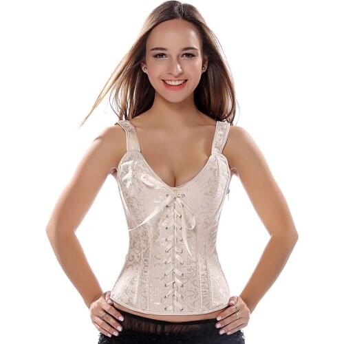 Womens Retro Overbust body shaper Waist Trainer Vest Corsets Sexy Shoulder Strap Corsets And Bustiers Korsett For Women