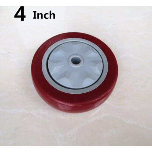 4 Inch Single Wheel Caster Red Medium Polyurethane Silent Flat Driver Cart