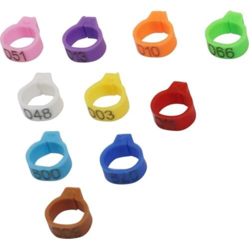 1000 Pcs Bird Clip Ring 8mm Plastic Digital Markup Parrot Pigeons 10 Colors Marking Ring No.001-100 Pet Supplies