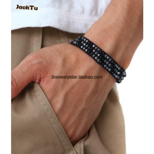 2016 hot wholesale hematite with onyx single cuff wrap bracelet