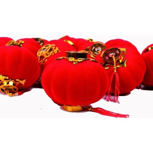 4Pc Small Red Traditional Chinese Lantern Diameter 7cm Mini Layout Lantern for Festival Wedding Party Hotel Festival Decorations