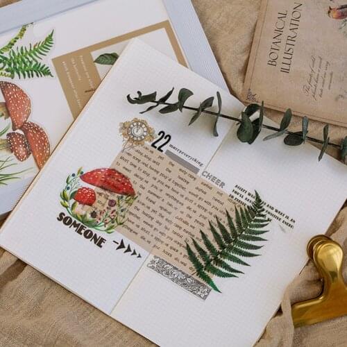 40pcs/pack PET Refreshing Stickers Plants Flowers Mushroom Album Phone Sticker DIY Scrapbooking Journal Diary Decorative Sticker