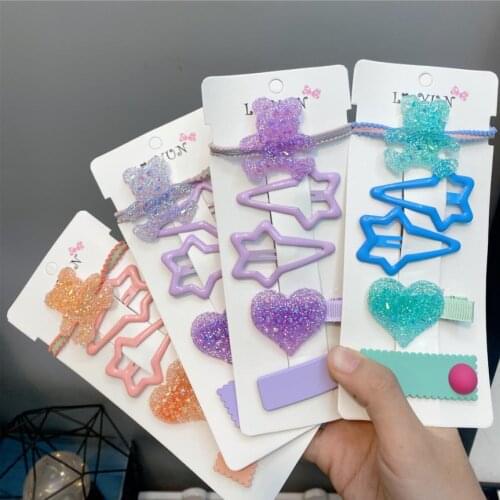 5Pcs Lovely Kids Bobby Pin Hollow Out Star Bear Hairpin Hair Clips Hair Accessories for Girls