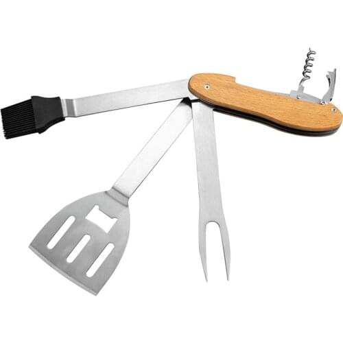 5-In-1 BBQ Grilling Multi Tool Barbecue Grill Accessories Foldable Detachable Tool Set Kit For Outdoor Grilling