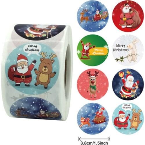 500PCS Round Clear Merry Christmas Stickers Thank You Card Box Package Label Sealing Stickers Wedding Decor Stationery Sticker