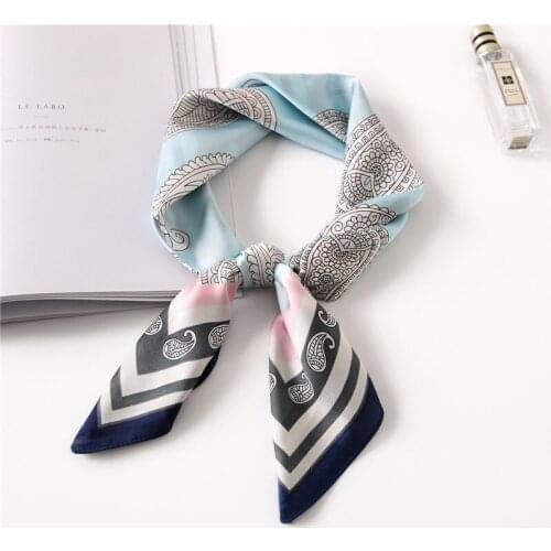 70cm Square silk Scarf Hair Tie Band For Business Party Women Elegant Small Vintage Skinny Retro Head Neck Satin Scarves hijab