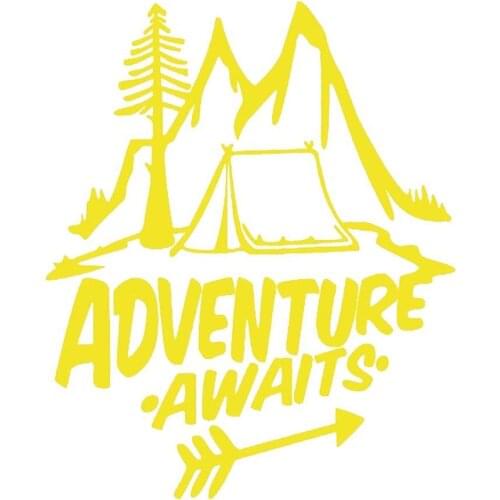 Letter Car Stickers Adventure-Awaits Tree Tent Mountains Car Vehicle Reflective Decals Sticker Decor
