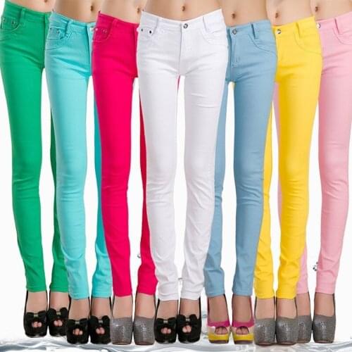 2021 Fashion Streetwera Cute Candy Color Pencil Pant Womens Stretch Slim Straight Pants Female Spring Casual Office Work Trouser