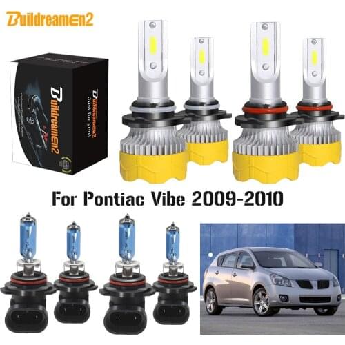 Buildreamen2 4 Pieces Car Styling Headlight High Low Beam 9006 9005 LED Halogen Headlamp Bulb 12V For Pontiac Vibe 2009 2010