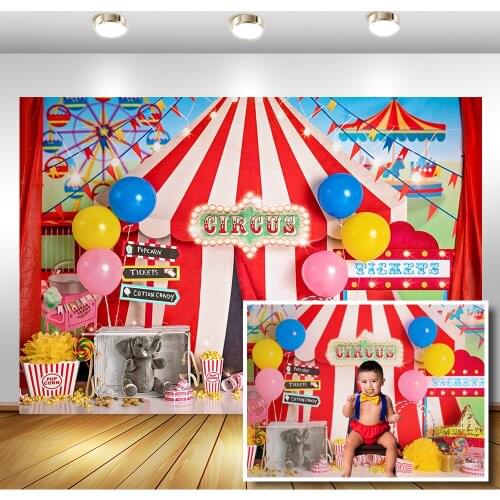 Circus Theme Newborn Baby Kids Portrait Photography Background Carnival Baby Shower Birthday Photo Props Studio Booth Background