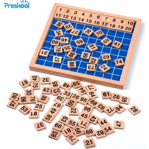 Family Version Montessori Baby Toy Hundred Board Math for Children Learning & Education Wooden Kids Toys Brinquedos Juguetes