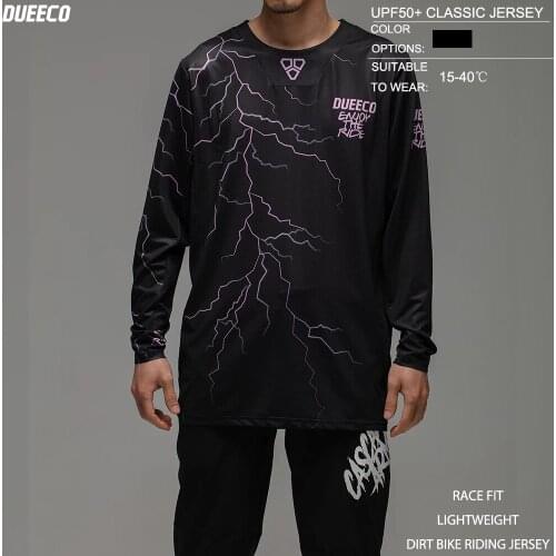 DUEECO Mens Cycling Jersey MTB Long Sleeve Jersey Mountain Bike Motorcycle Outdoor Bicycle Clothes