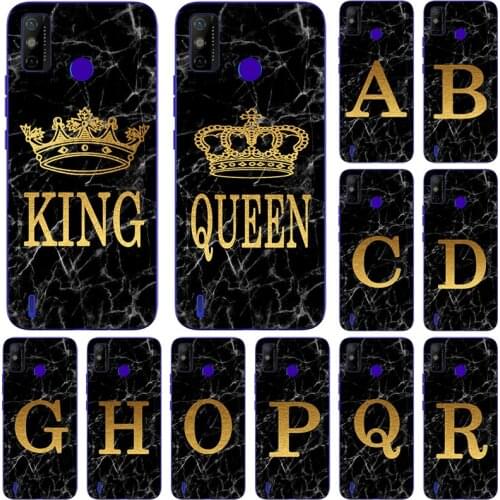 Phone Case for Tecno Spark 6 Go 5 Air (KD6) Pro Spark6 Spark5 Go Air Marble Golden alphabet background Soft Print Cover Fundas